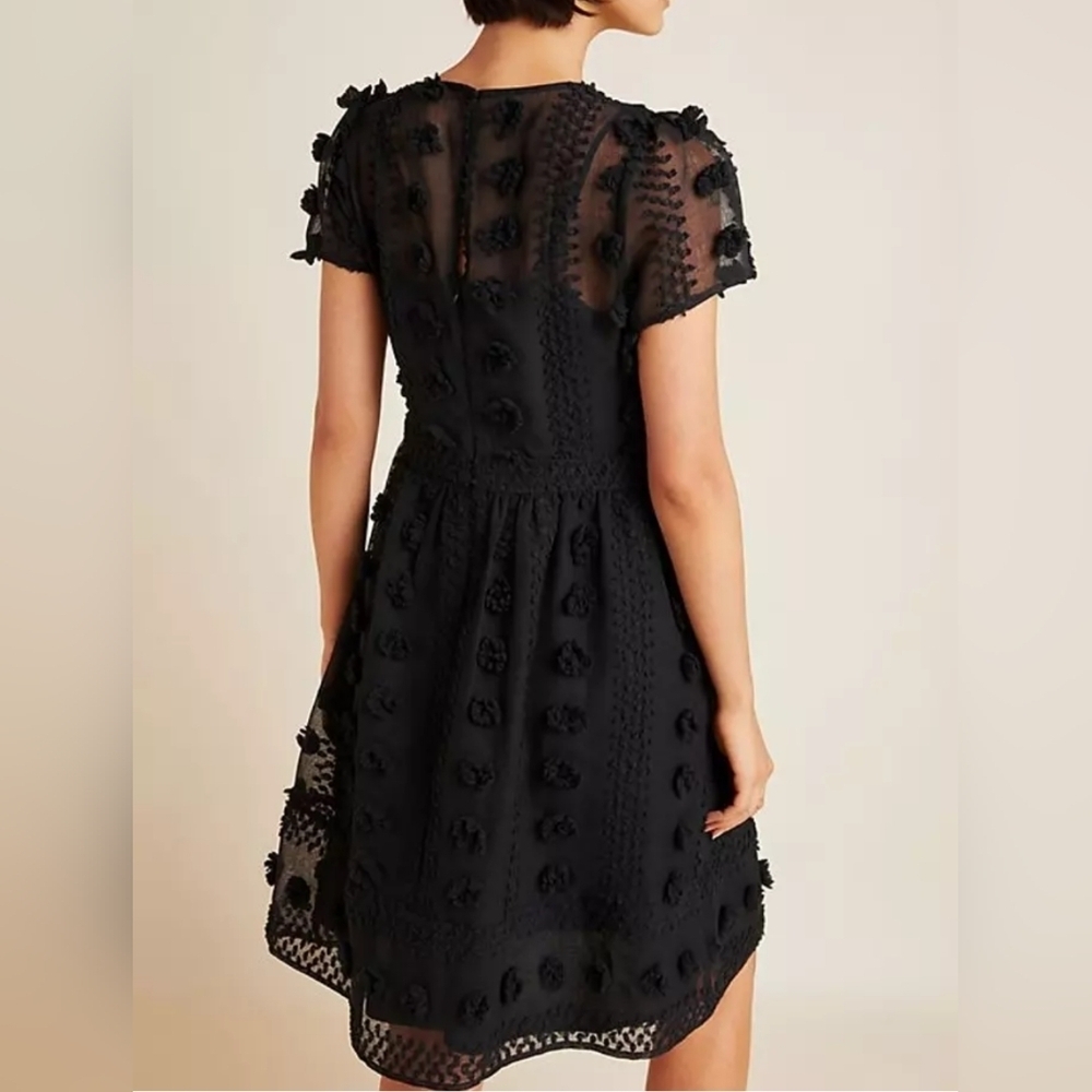 Anthropologie Sunday in Brooklyn Black Floral Appliqué Mini Dress - Picture 2 of 15